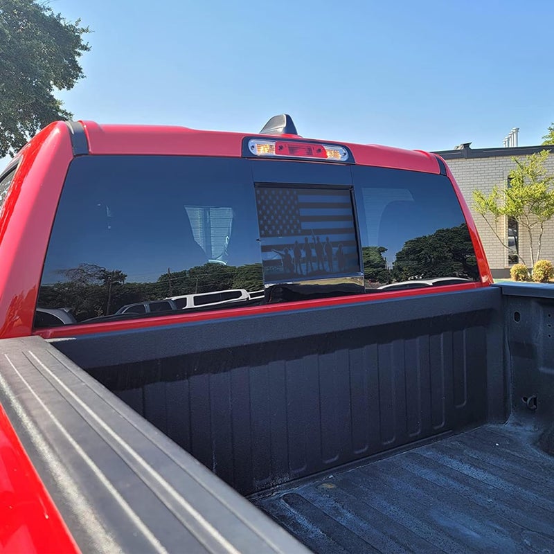 xinghe for Dodge Ram 2009 to 2024, American Flag Decals Stickers for Truck Back Middle Window, Matte Black USA Flag Decal - Image 5
